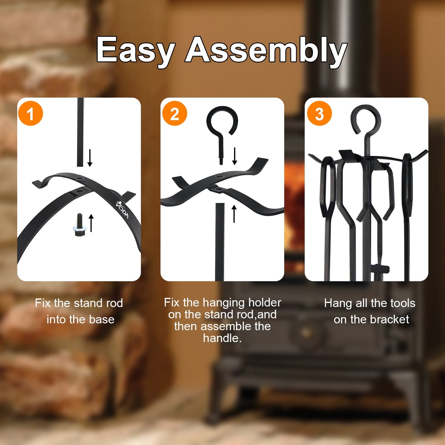 VODA™️ fireplace tools set VDTS206BL VODA SHOP