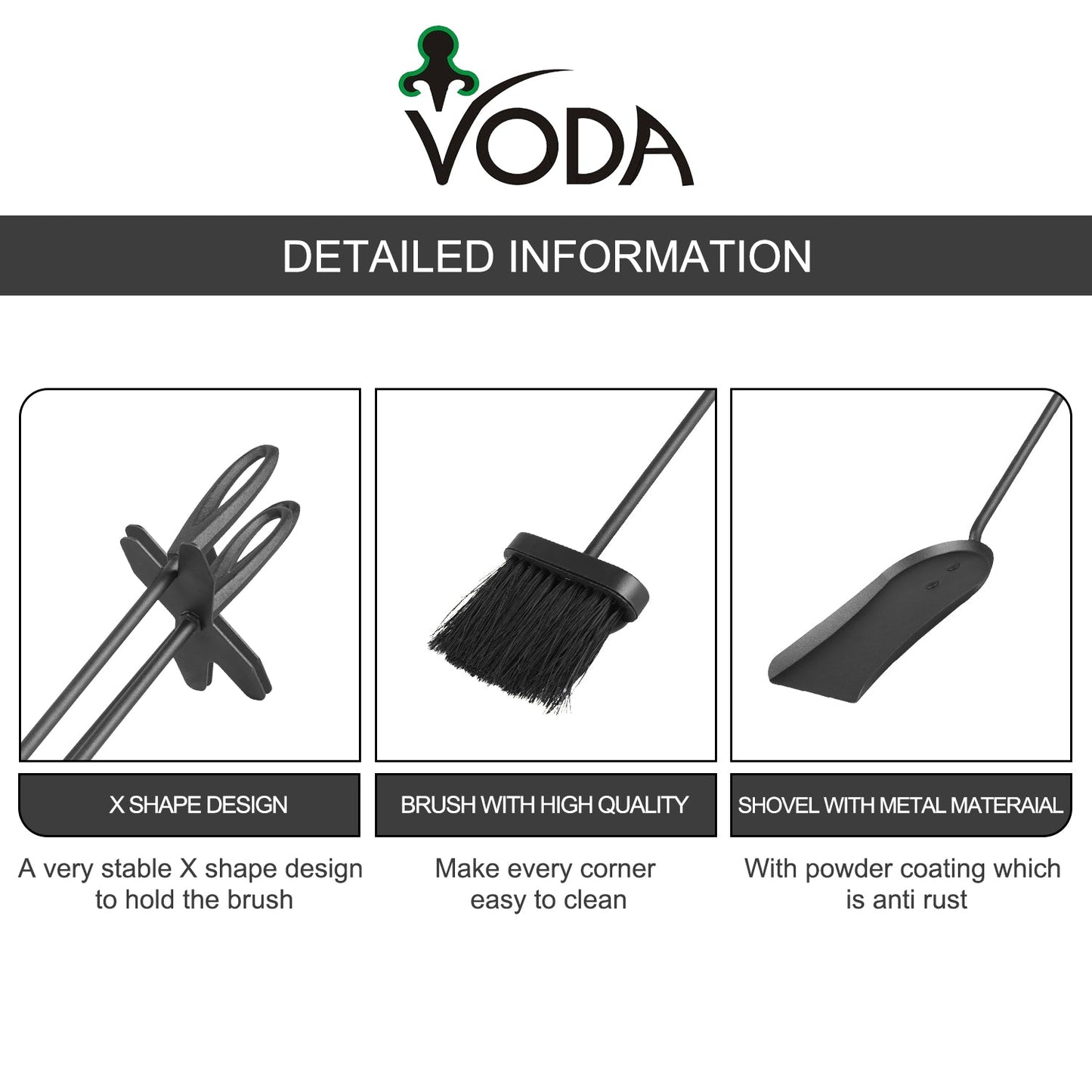 VODA™️ fireplace tools set VDTS400 VODA SHOP