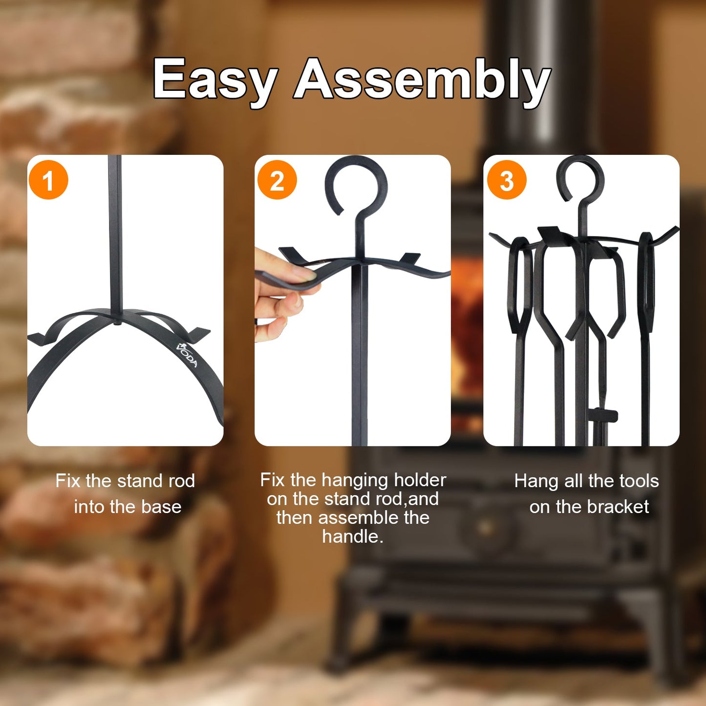 VODA™️ fireplace tools set VDTS206BL VODA SHOP