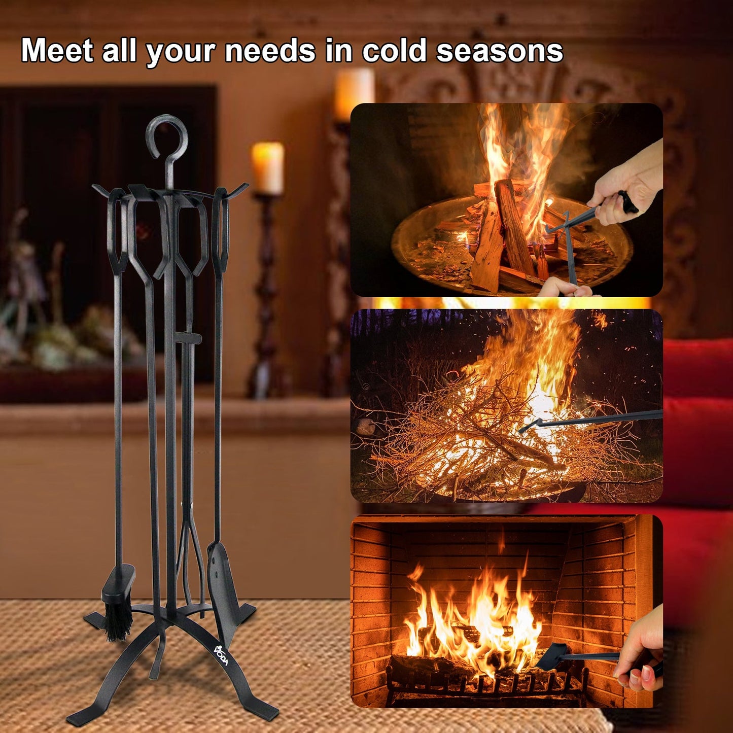 VODA™️ fireplace tools set VDTS206BL VODA SHOP