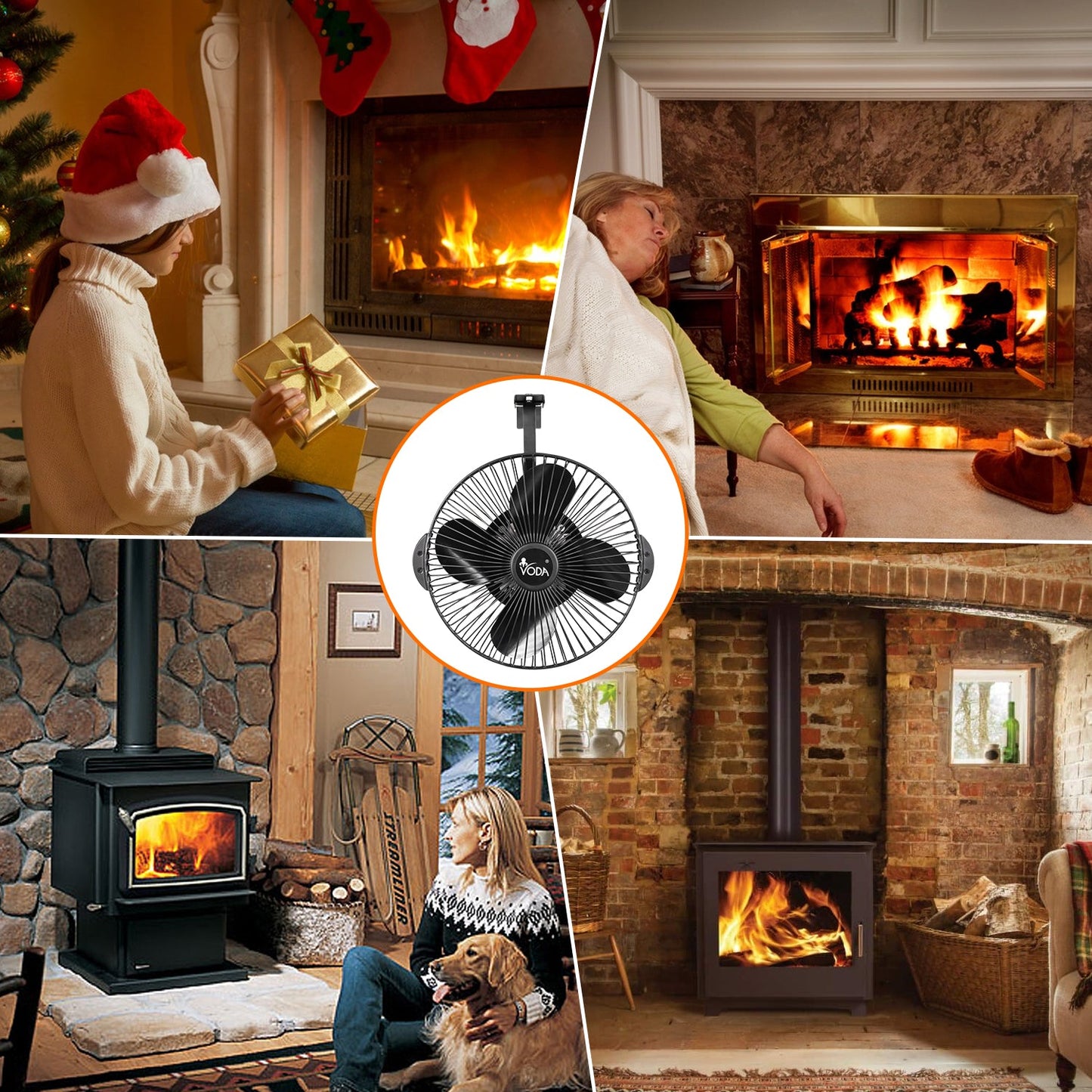 VODA Hanging Wood Burner Stove Fan With Protecting shell VODA SHOP