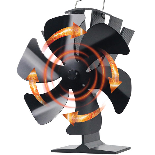 No Electricity 6 Blade Heat Powered Stove Fan for Wood Burner