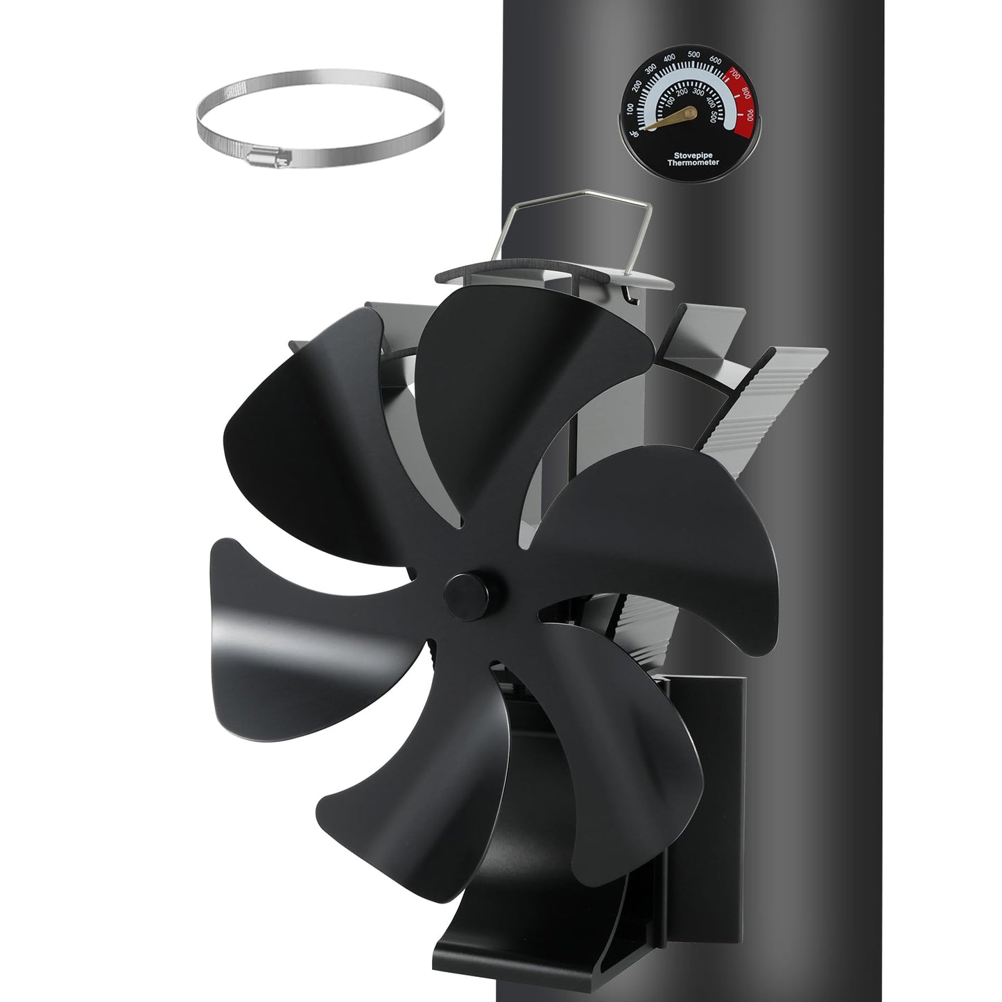 6 Sheets Magnetic Oven Fan Heat Powered Fireplace Fan with Thermometer