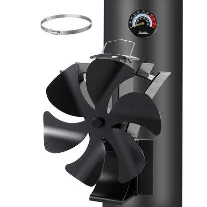 6 Sheets Magnetic Oven Fan Heat Powered Fireplace Fan with Thermometer