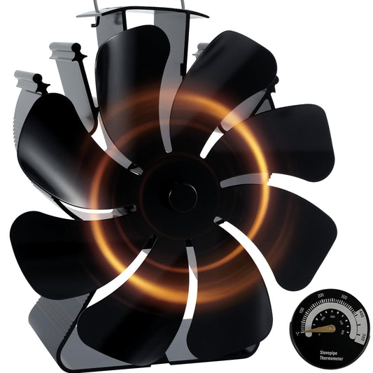 8 Blades Heat Powered Wood Burner Triangle Base Fireplace Fan with Thermometer