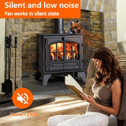 4.9inches Mini Stove Fan with Stove Thermometer Small Woodburning Fan for Small Space on Wood/Log Burner/Fireplace Top
