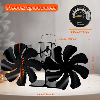 16 Blades Mini Heat Powered Fan Fireplace Eco Fans Silent for Home Wood Burning/Log Burner
