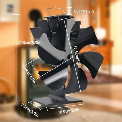 No Electricity 6 Blade Heat Powered Stove Fan for Wood Burner