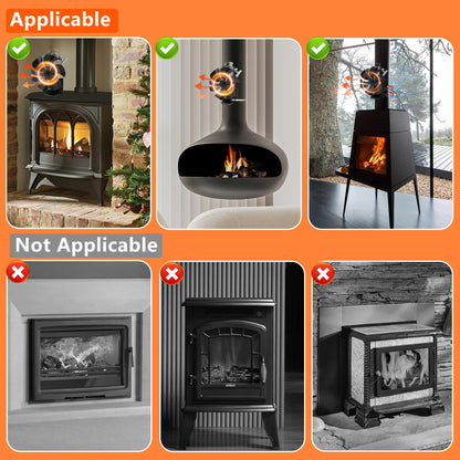 6 Sheets Magnetic Oven Fan Heat Powered Fireplace Fan with Thermometer