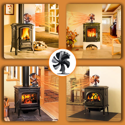 No Electricity 6 Blade Heat Powered Stove Fan for Wood Burner