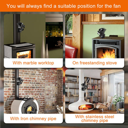 VODA 3-in-1 Wood Burning 4 Blades Heat Powered Fan with Magnet VODA SHOP