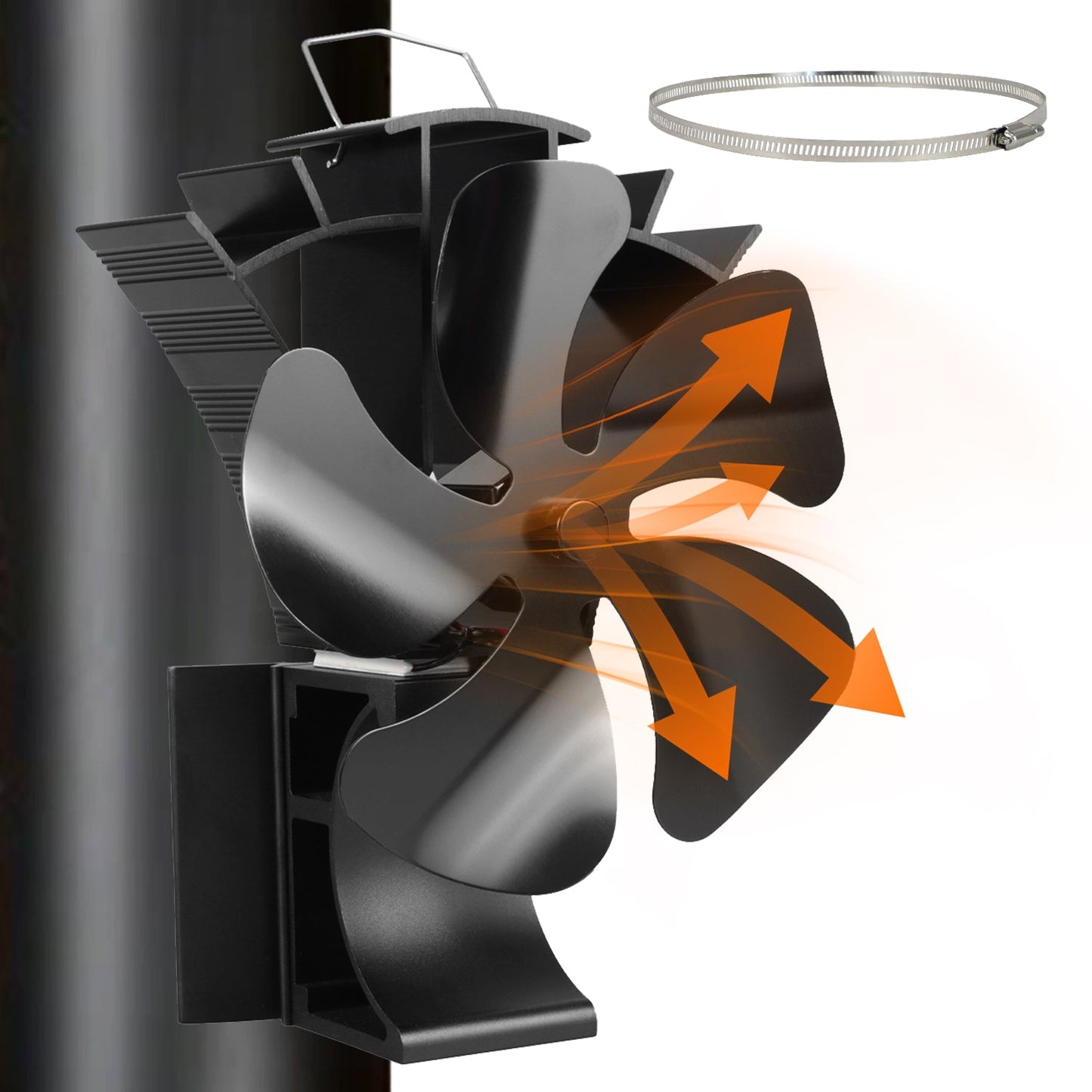 VODA Magnetic 5-Blade wood stove Chimney Fan3-in-1 Stove Fan with Adjustable Strap VODA SHOP