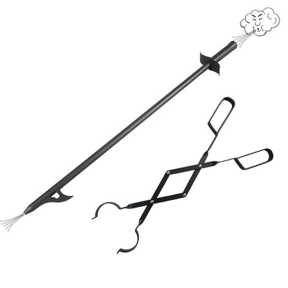 VODA Fireplace Accessories Fire Poker and Fireplace Tongs Set for Fire Pit Bonfire Wood Stove VODA SHOP
