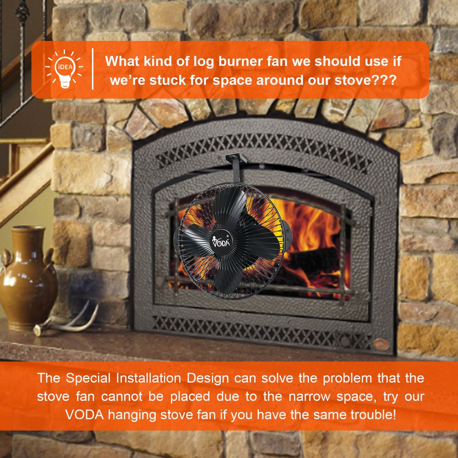 VODA Hanging Wood Burner Stove Fan With Protecting shell VODA SHOP