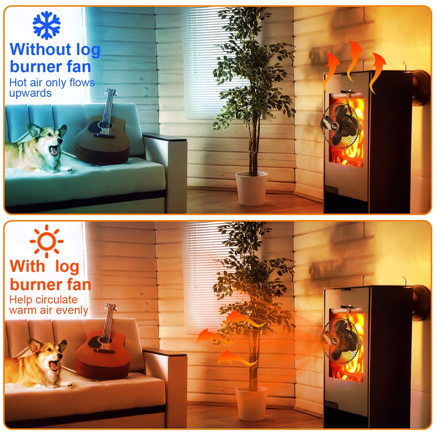 VODA Hanging Wood Burner Stove Fan With Protecting shell VODA SHOP