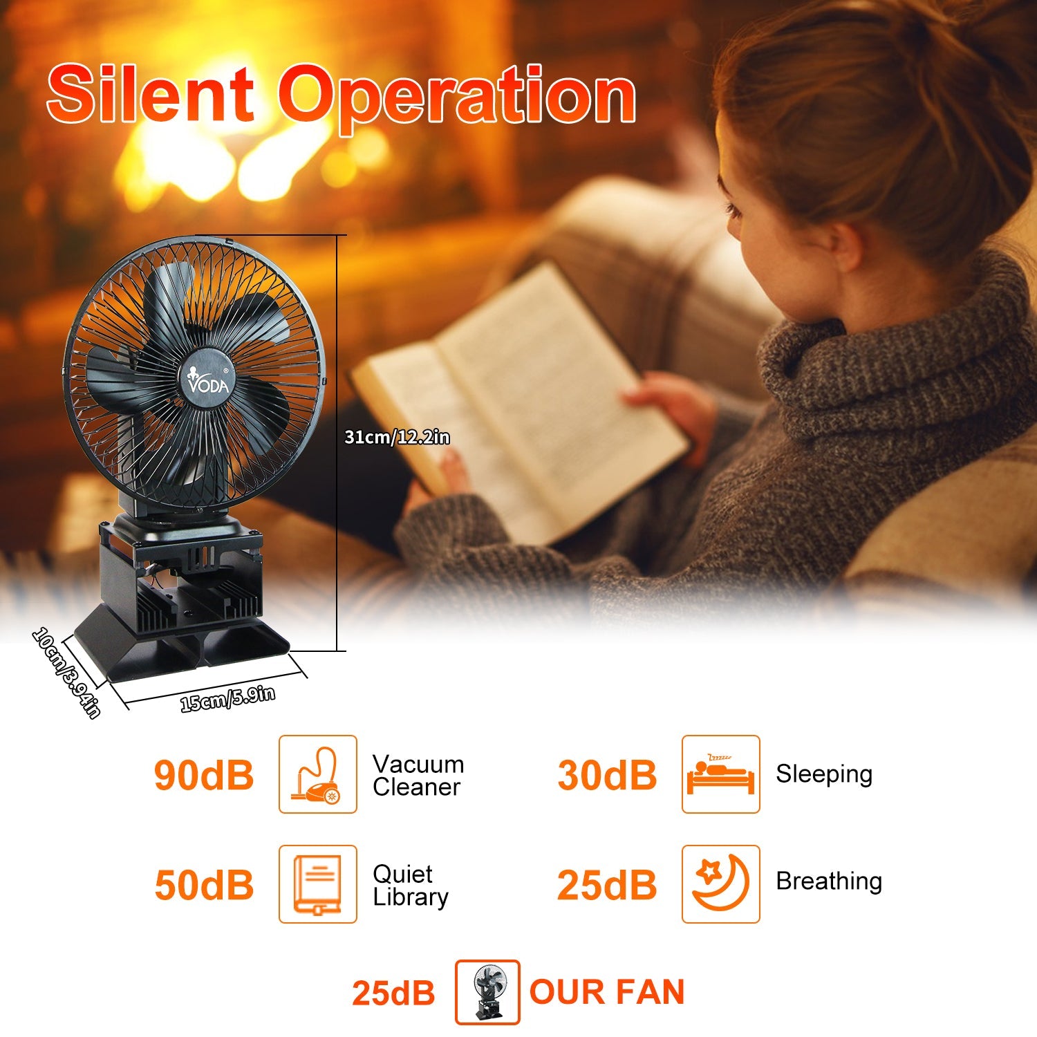 New Arrival Safety Heat Powered Stove Fan with Shell Protection VDSF695RB VODA SHOP