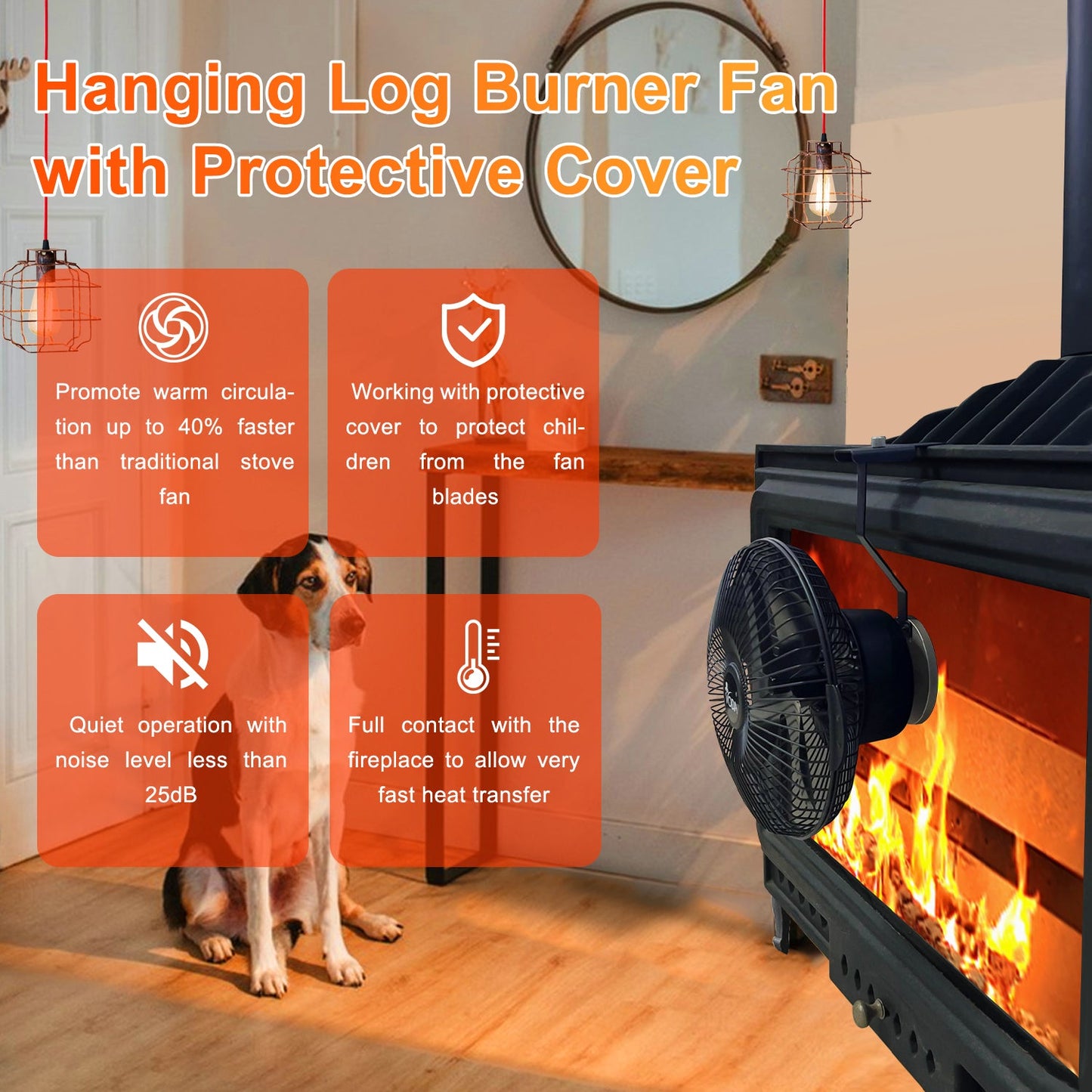 VODA Hanging Wood Burner Stove Fan With Protecting shell VODA SHOP
