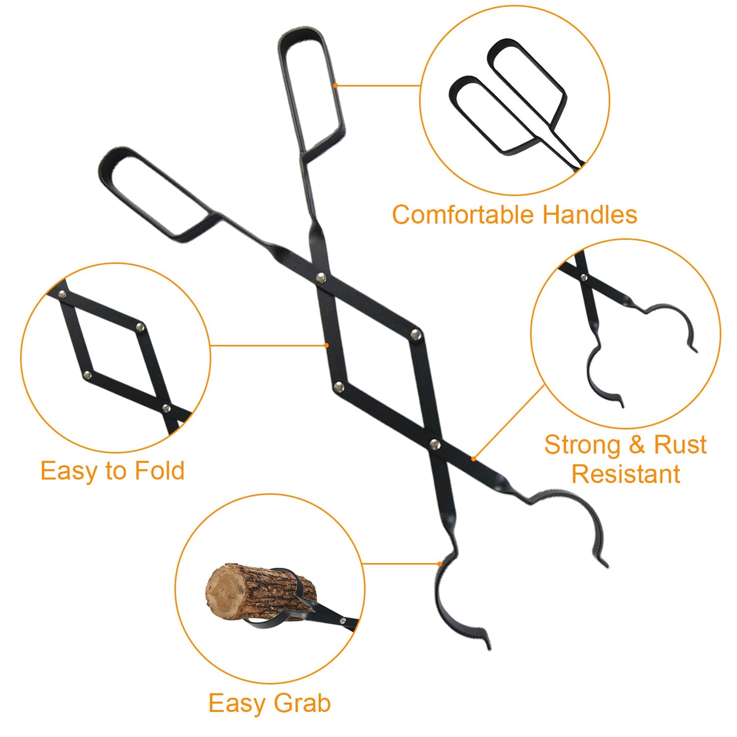 VODA Fireplace Accessories Fire Poker and Fireplace Tongs Set for Fire Pit Bonfire Wood Stove VODA SHOP