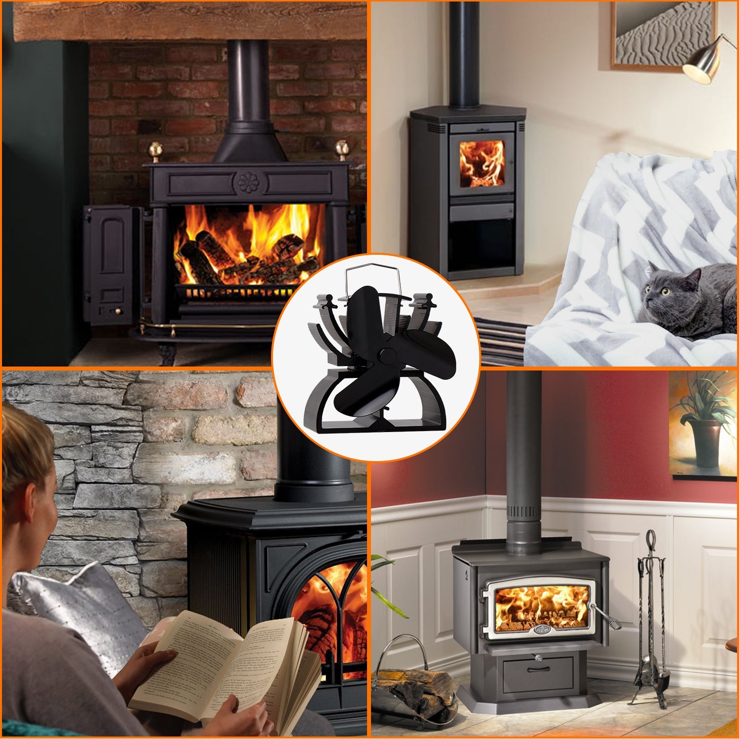 Mini Heat Powered Stove Fan VDSF633R VODA SHOP