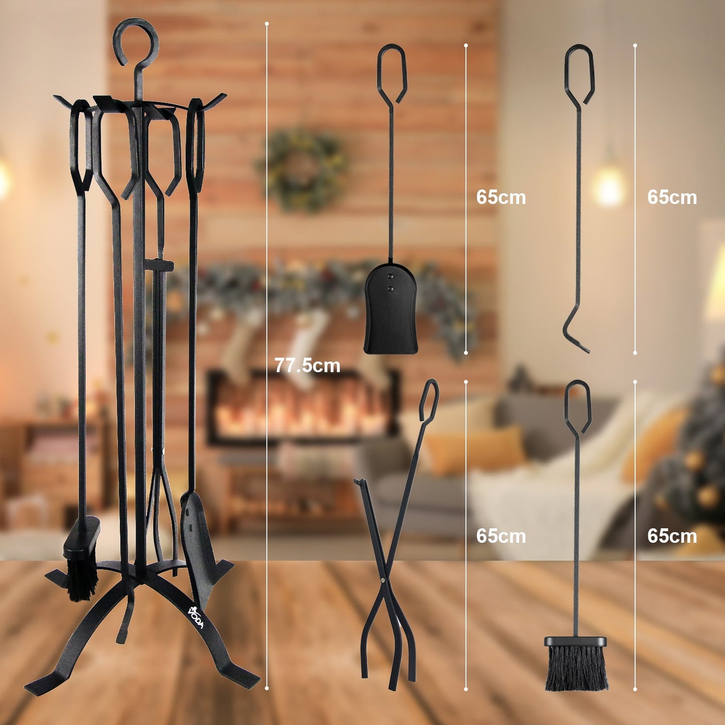VODA™️ fireplace tools set VDTS206BL VODA SHOP
