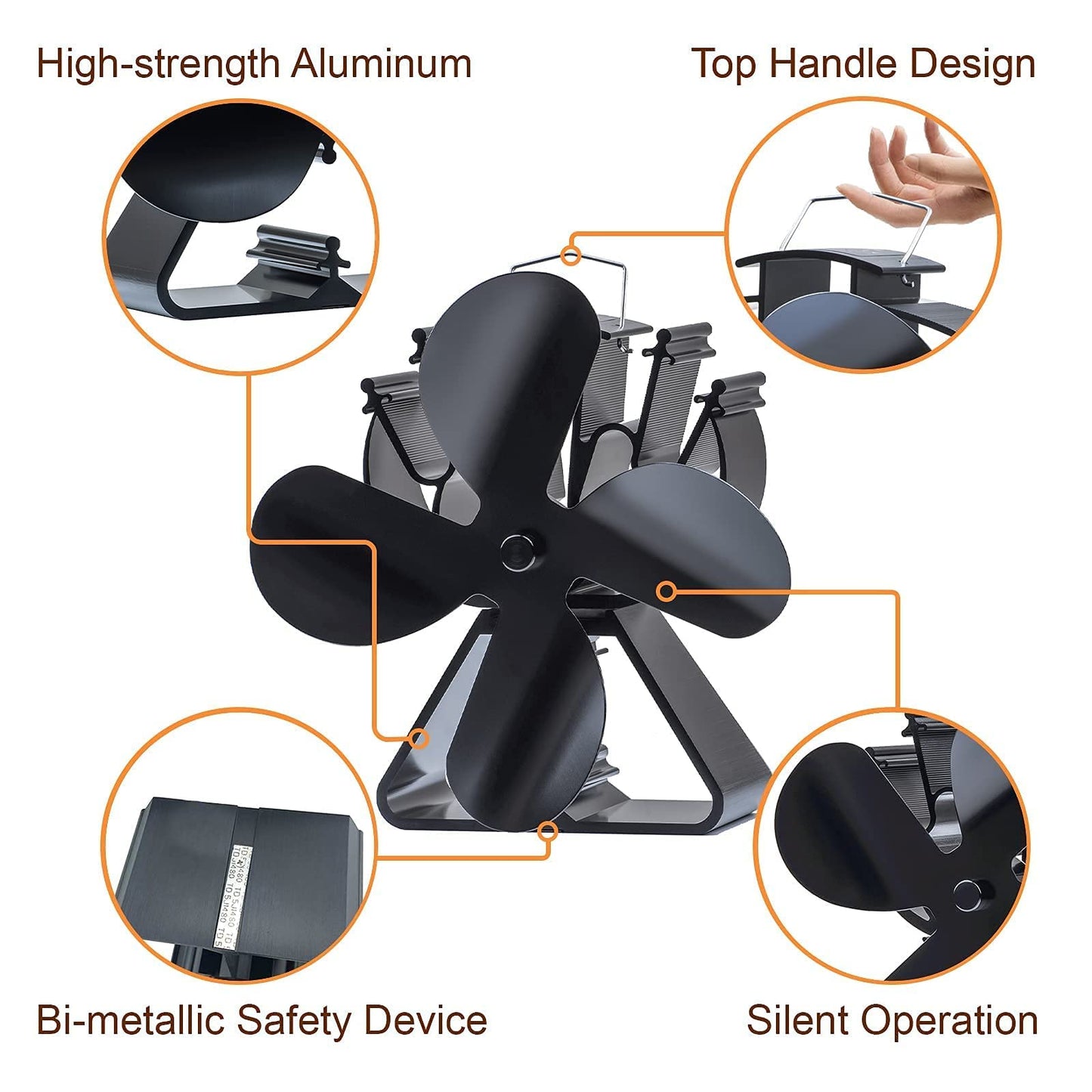 4 Blades Wood Stove Fan VDSF624 VODA SHOP