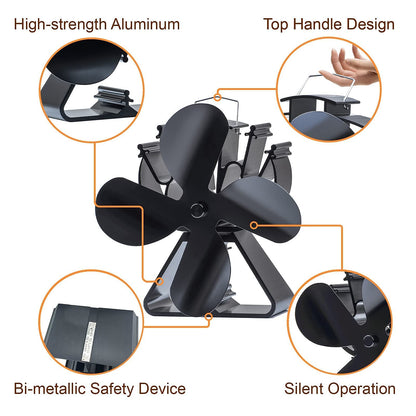 4 Blades Wood Stove Fan VDSF624 VODA SHOP